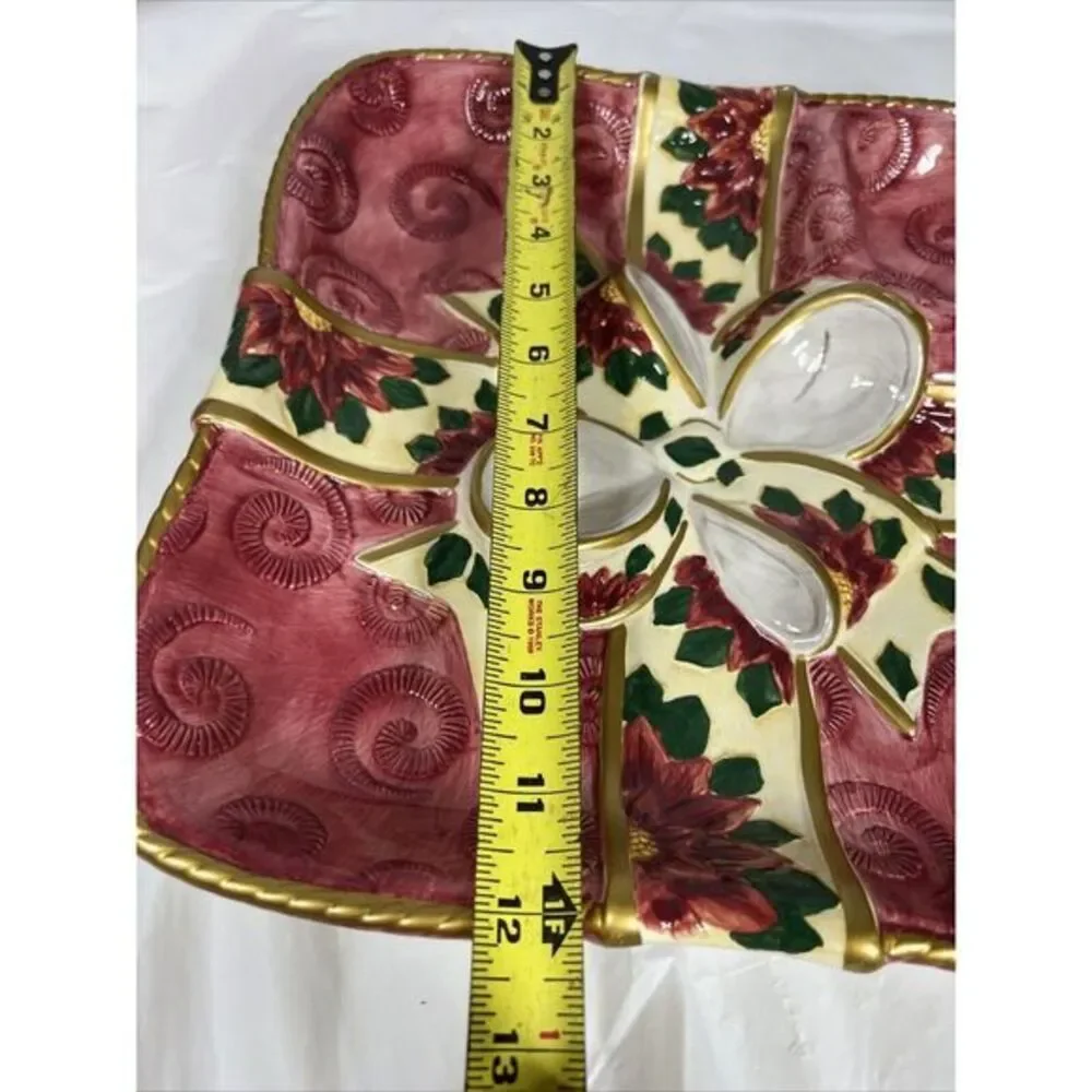 World Bazzars Christmas Ceramic Chip And Dip‎ Wreath